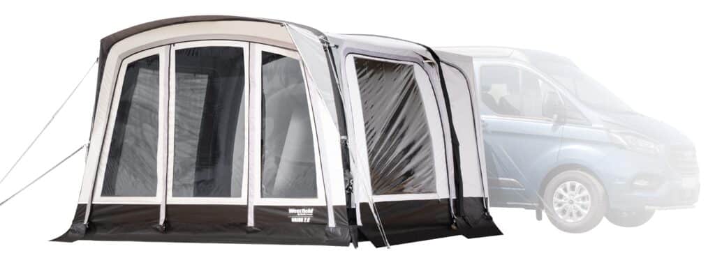 Aufblasbares Vorzelt für Wohnmobil und Camping.