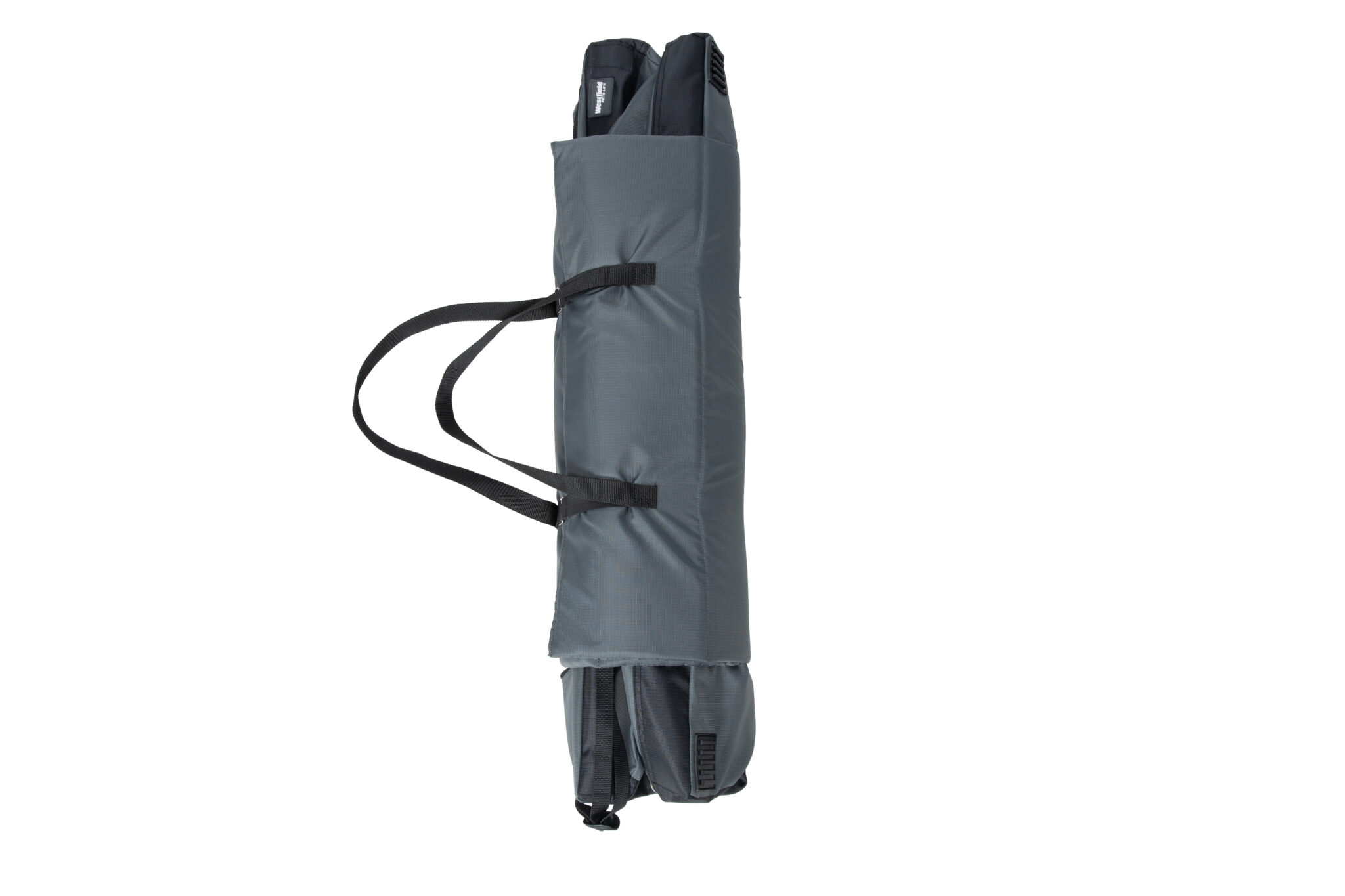 Tragetasche mit grauem Design und schwarzen Griffen