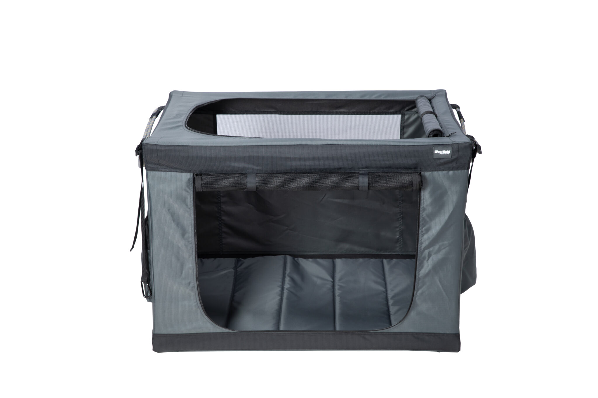 Faltbare Transportbox für Haustiere, grau, Vorderansicht