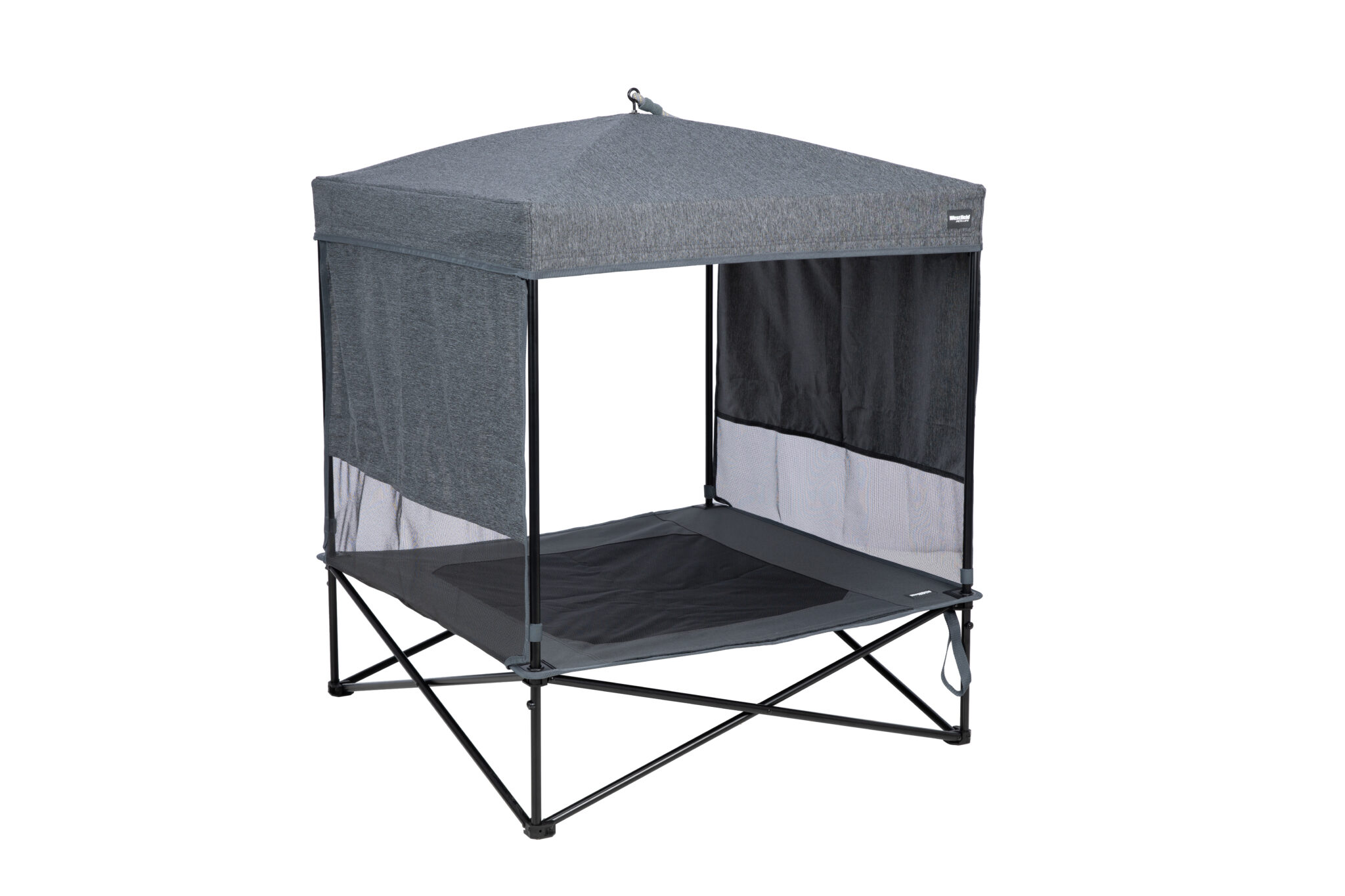 Tragbares, faltbares Zelt mit Netzseitenwänden.